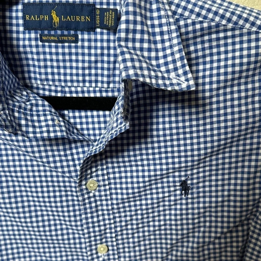 Ralph Lauren boys gingham button down size L 14/16
